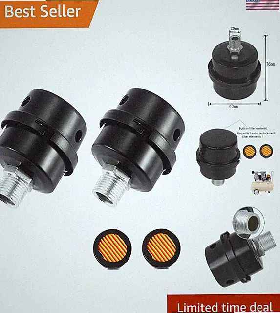 2 Pcs Air Compressor Noise Muffler Filter - Ideal for Dust Blocking 1/2PT 20mm