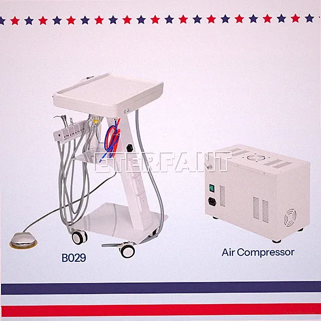 Portable Dental Mobile Delivery Unit Cart System Treatment / Air Compressor New